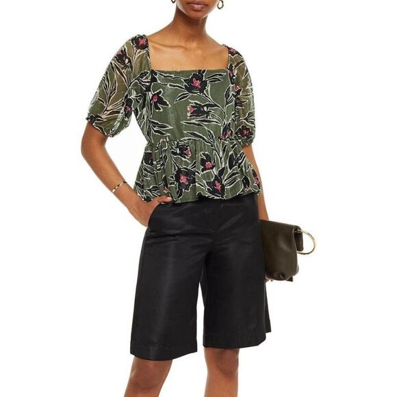 NWOT Walter Baker Bianca Floral Print Georgette Top Size Large - Picture 1 of 7